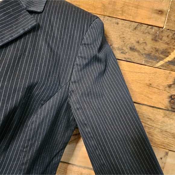 Merona women's black pin stripped dress jacket size 8 - Picture 8 of 14